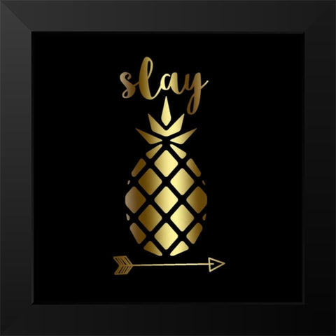 Slay Black Gold Black Modern Wood Framed Art Print by Matic,Jelena