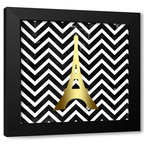 Eiffel Chevron Black White Black Modern Wood Framed Art Print with Double Matting by Matic,Jelena