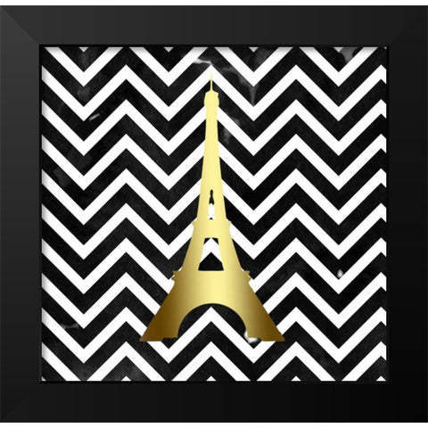Eiffel Chevron Black White Black Modern Wood Framed Art Print by Matic,Jelena