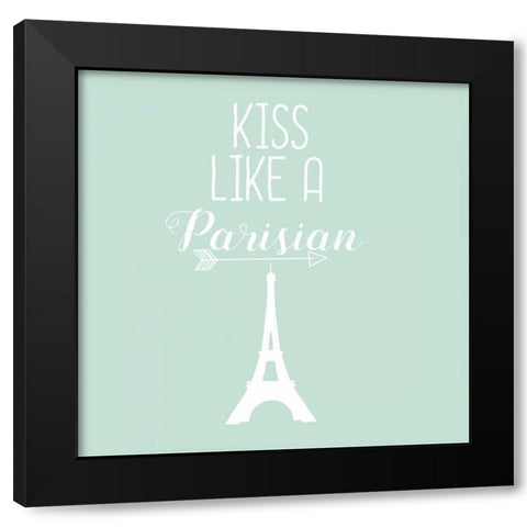 Kiss Like A Parisian Black Modern Wood Framed Art Print with Double Matting by Matic,Jelena