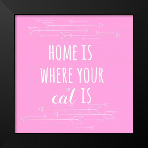 Home Cat Black Modern Wood Framed Art Print by Matic,Jelena