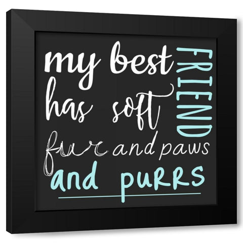 Best Friend Purrs Black Modern Wood Framed Art Print by Matic,Jelena