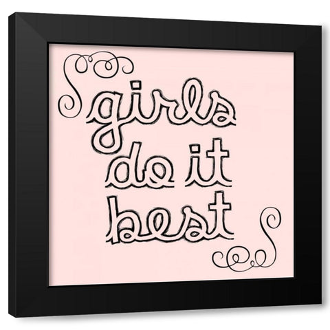 Girls Do It Black Modern Wood Framed Art Print by Matic,Jelena
