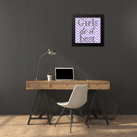 Girls Do It Best Black Modern Wood Framed Art Print by Matic,Jelena