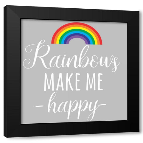Rainbow Happy Black Modern Wood Framed Art Print by Matic,Jelena