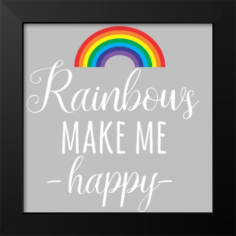 Rainbow Happy Black Modern Wood Framed Art Print by Matic,Jelena
