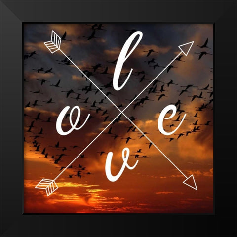 Insta Love Arrows Black Modern Wood Framed Art Print by Matic,Jelena