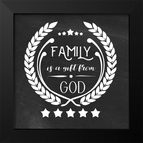 Family Christmas Black Modern Wood Framed Art Print by Matic, Jelena