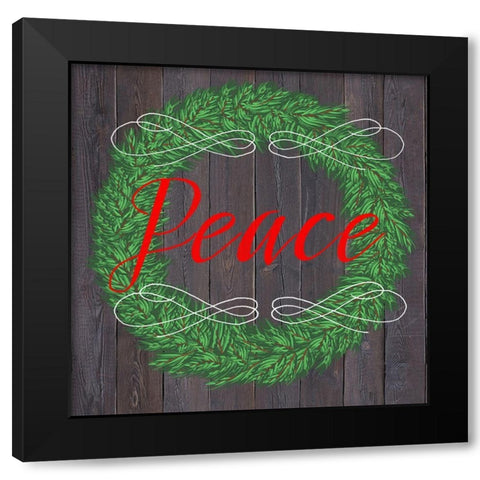 Peace Wreath Black Modern Wood Framed Art Print with Double Matting by Matic, Jelena