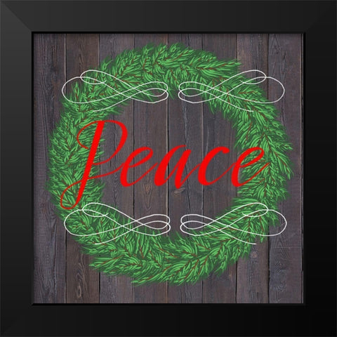 Peace Wreath Black Modern Wood Framed Art Print by Matic, Jelena