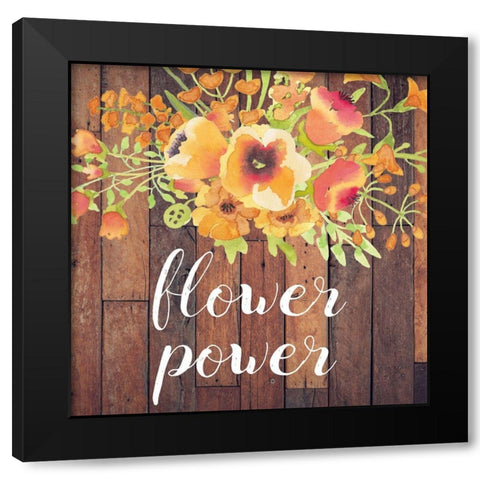 Flower Black Modern Wood Framed Art Print by Matic, Jelena