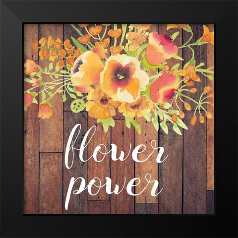 Flower Black Modern Wood Framed Art Print by Matic, Jelena