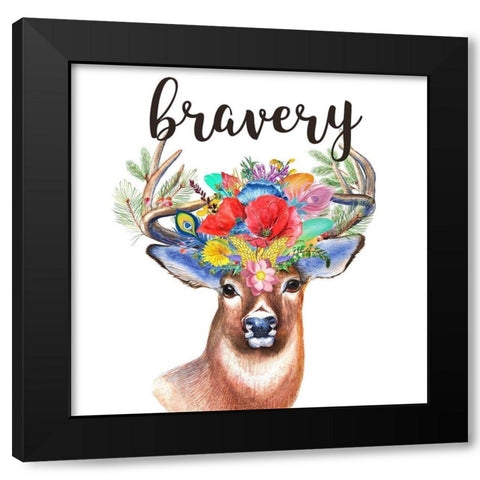 Sweet Deer Black Modern Wood Framed Art Print by Matic, Jelena