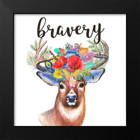Sweet Deer Black Modern Wood Framed Art Print by Matic, Jelena