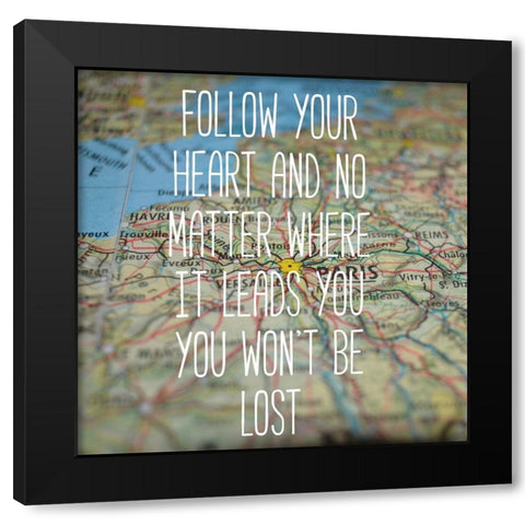 World Black Modern Wood Framed Art Print with Double Matting by Matic, Jelena