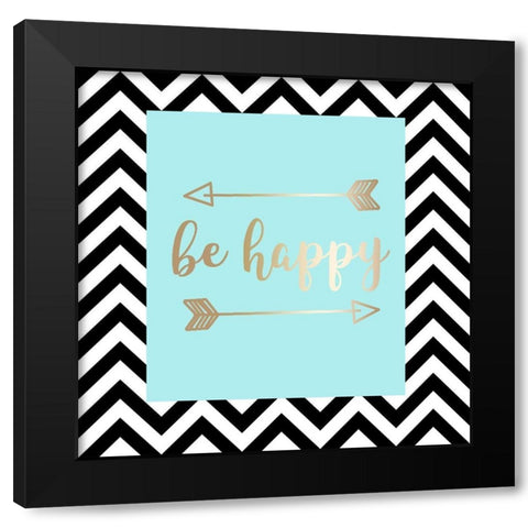 Happy Black Modern Wood Framed Art Print with Double Matting by Matic, Jelena