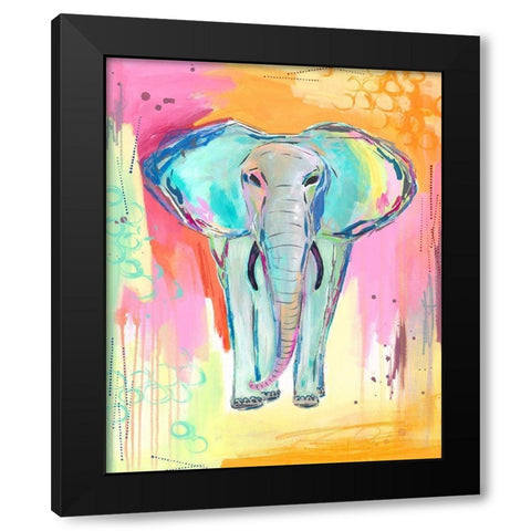 Tie Dye Elephant Black Modern Wood Framed Art Print with Double Matting by McCully, Jennifer