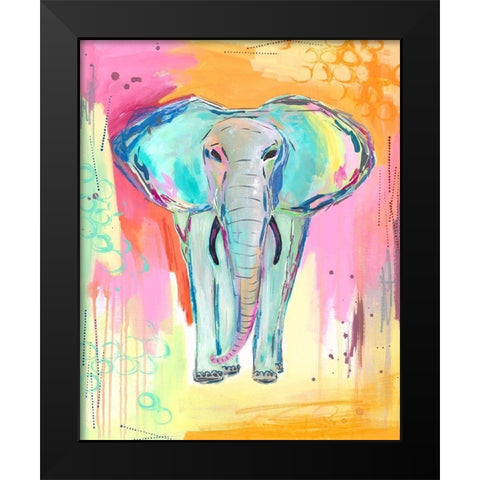 Tie Dye Elephant Black Modern Wood Framed Art Print by McCully, Jennifer
