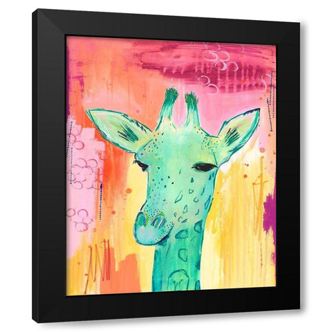 Tie Dye Giraffe Black Modern Wood Framed Art Print by McCully, Jennifer