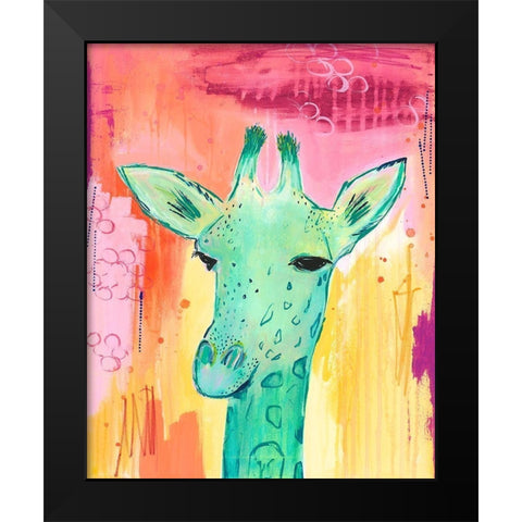Tie Dye Giraffe Black Modern Wood Framed Art Print by McCully, Jennifer