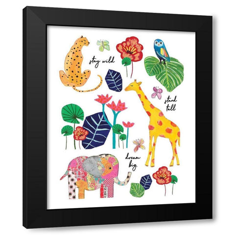 Jungle Map Black Modern Wood Framed Art Print by McCully, Jennifer