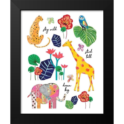 Jungle Map Black Modern Wood Framed Art Print by McCully, Jennifer