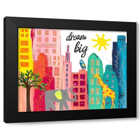 Dream Big Animals in the City Black Modern Wood Framed Art Print by McCully, Jennifer