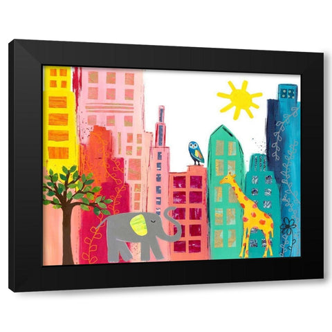 Animals in the City Black Modern Wood Framed Art Print by McCully, Jennifer