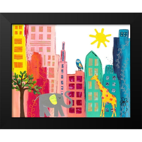 Animals in the City Black Modern Wood Framed Art Print by McCully, Jennifer