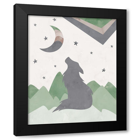 BlackWolf_Print Black Modern Wood Framed Art Print with Double Matting by McCully, Jennifer