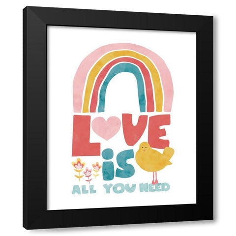 LoveIsAllYouNeed Black Modern Wood Framed Art Print by McCully, Jennifer