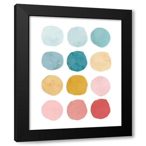WatercolorDots_BrighterPalette Black Modern Wood Framed Art Print with Double Matting by McCully, Jennifer