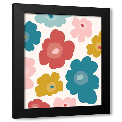 Flower_Pattern_Palette1 Black Modern Wood Framed Art Print with Double Matting by McCully, Jennifer