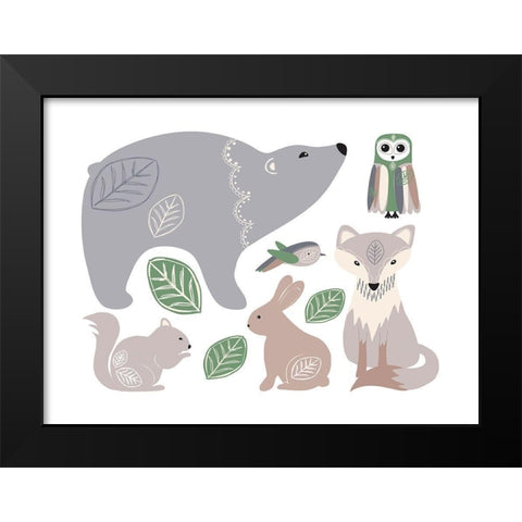 Forest_Friends Black Modern Wood Framed Art Print by McCully, Jennifer
