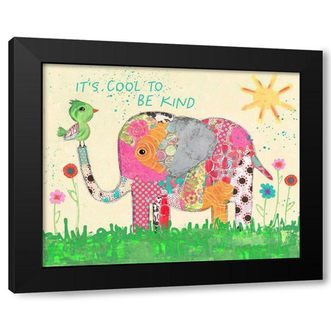 Cool To Be Kind Elephant Black Modern Wood Framed Art Print by McCully, Jennifer