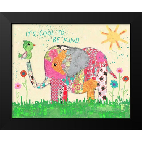 Cool To Be Kind Elephant Black Modern Wood Framed Art Print by McCully, Jennifer