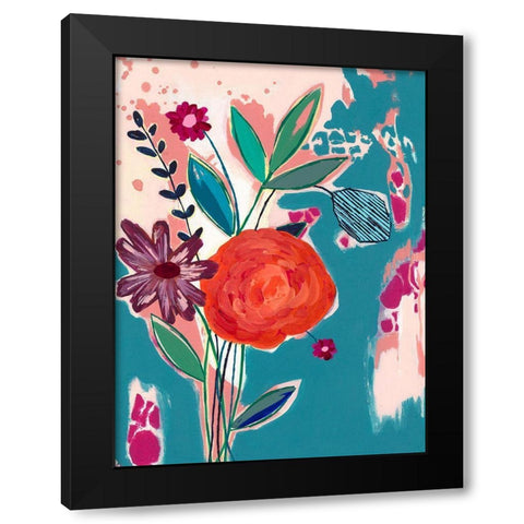 Torn Wallpaper Floral Black Modern Wood Framed Art Print by McCully, Jennifer