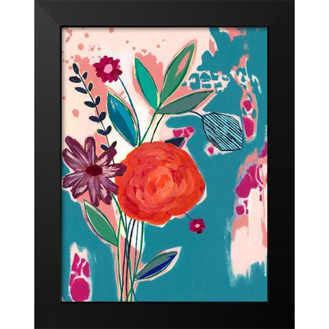 Torn Wallpaper Floral Black Modern Wood Framed Art Print by McCully, Jennifer