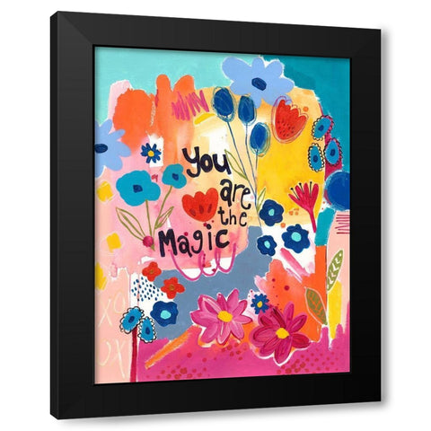 You Are The Magic Floral Black Modern Wood Framed Art Print with Double Matting by McCully, Jennifer