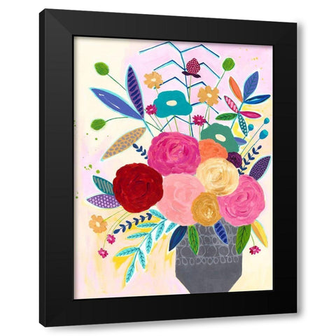 Cotton Candy Floral Black Modern Wood Framed Art Print with Double Matting by McCully, Jennifer