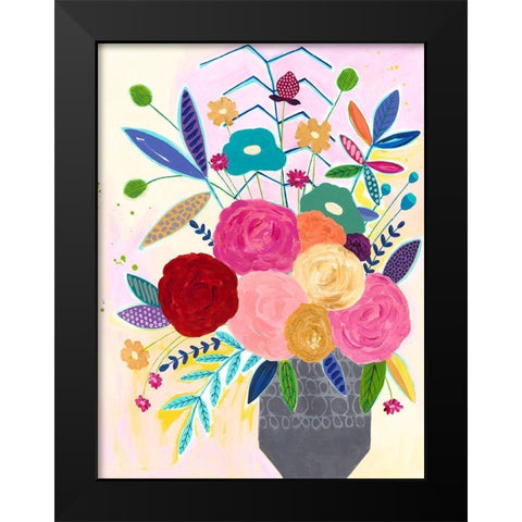 Cotton Candy Floral Black Modern Wood Framed Art Print by McCully, Jennifer