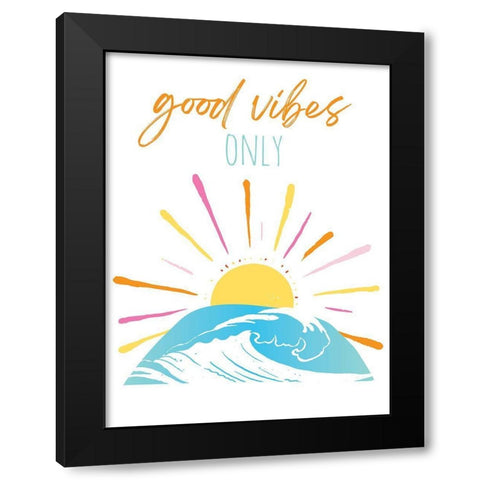 Good Vibes Only Rainbow Black Modern Wood Framed Art Print by McCully, Jennifer