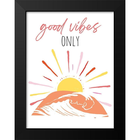 Good Vibes Only Pinks Black Modern Wood Framed Art Print by McCully, Jennifer