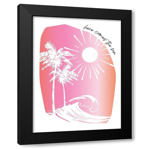Here Comes The Sun Pinks Black Modern Wood Framed Art Print by McCully, Jennifer