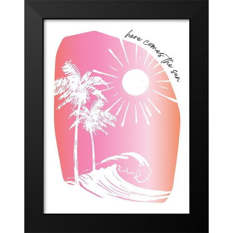 Here Comes The Sun Pinks Black Modern Wood Framed Art Print by McCully, Jennifer