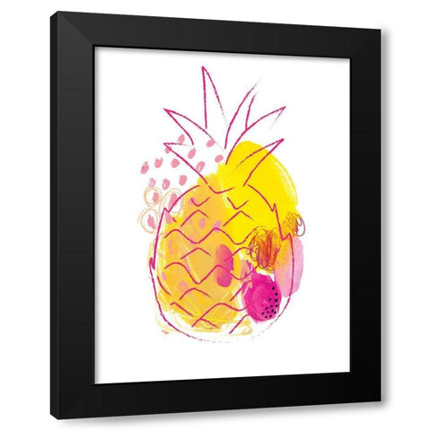 Abstract Pineapple Black Modern Wood Framed Art Print with Double Matting by McCully, Jennifer