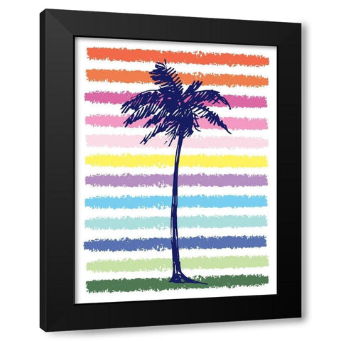 Rainbow Palm Tree Black Modern Wood Framed Art Print with Double Matting by McCully, Jennifer