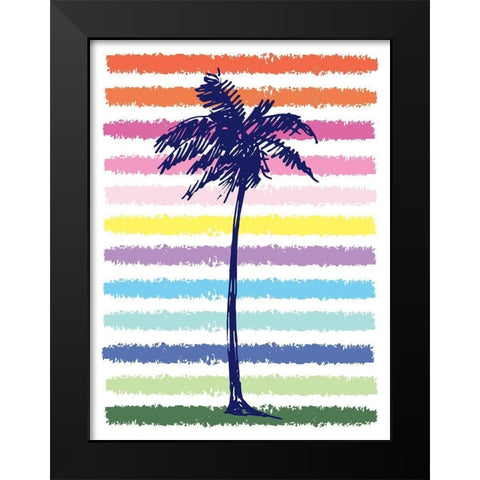 Rainbow Palm Tree Black Modern Wood Framed Art Print by McCully, Jennifer