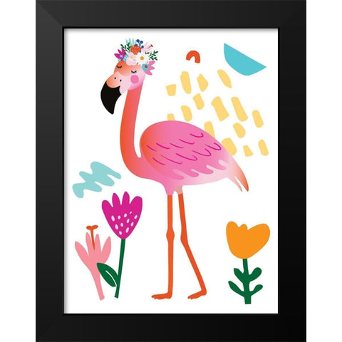 Flamingo Black Modern Wood Framed Art Print by McCully, Jennifer