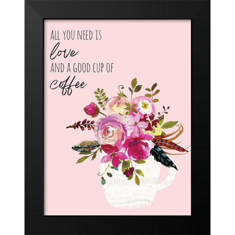 Love And Good Coffee 2 Black Modern Wood Framed Art Print by McCully, Jennifer